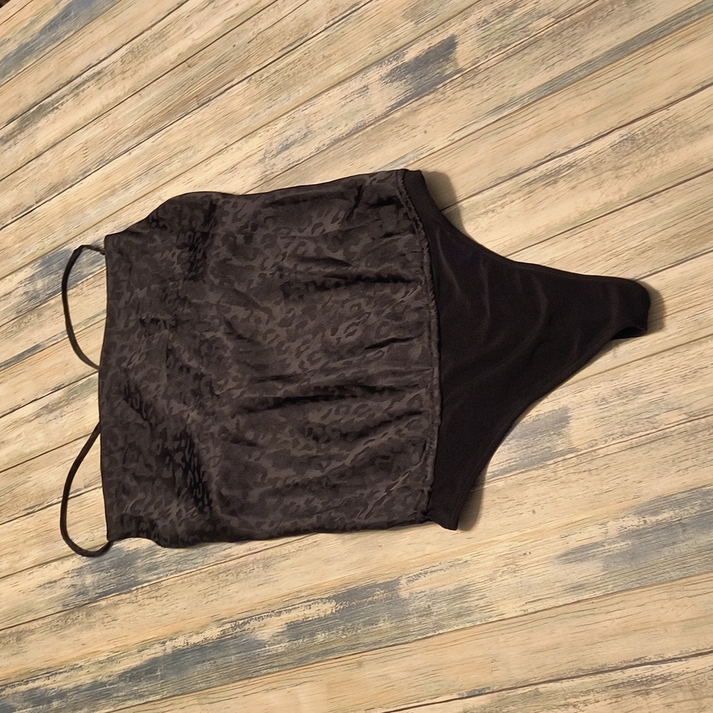 Show Me Your Mumu Thong Black Leopard Print Tank Top Bodysuit Size Small